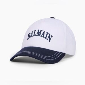 Balmain men’s embroidered logo baseball cap White and Navy size o/s NEW